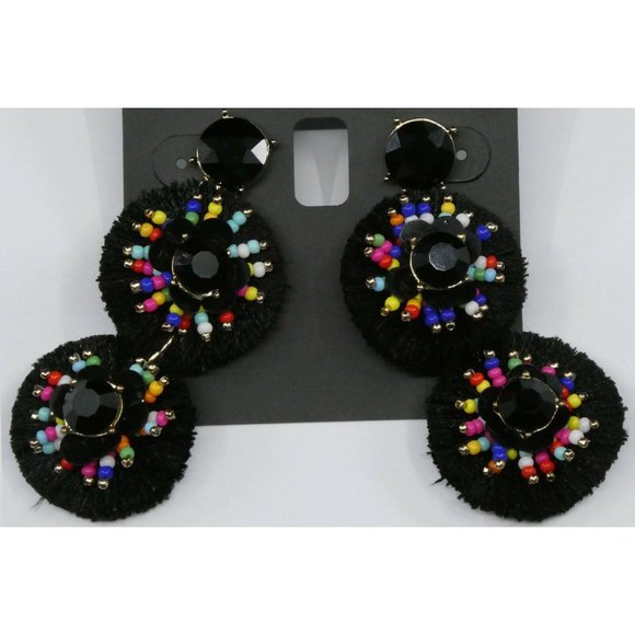 New Inc Gold-Tone Crystal & Multicolor Bead Fringe - Picture 4 of 4